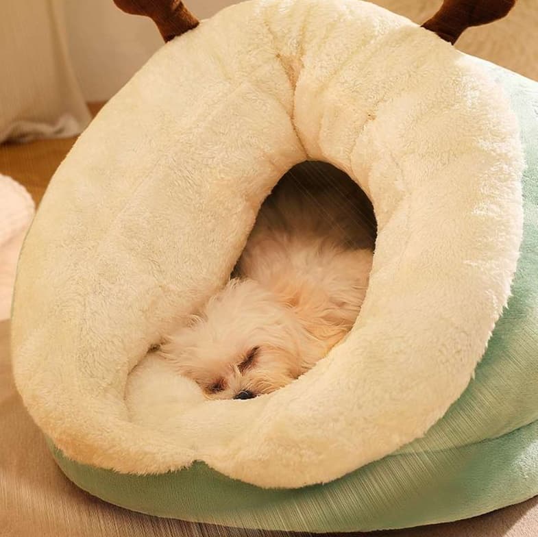 犬ベッド もこもこペット洞窟ベッド