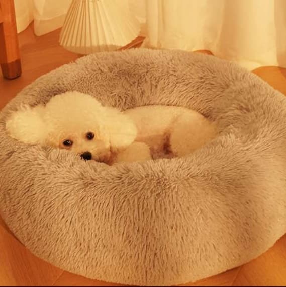 犬ベッド ふわもこ円形ペットベッド