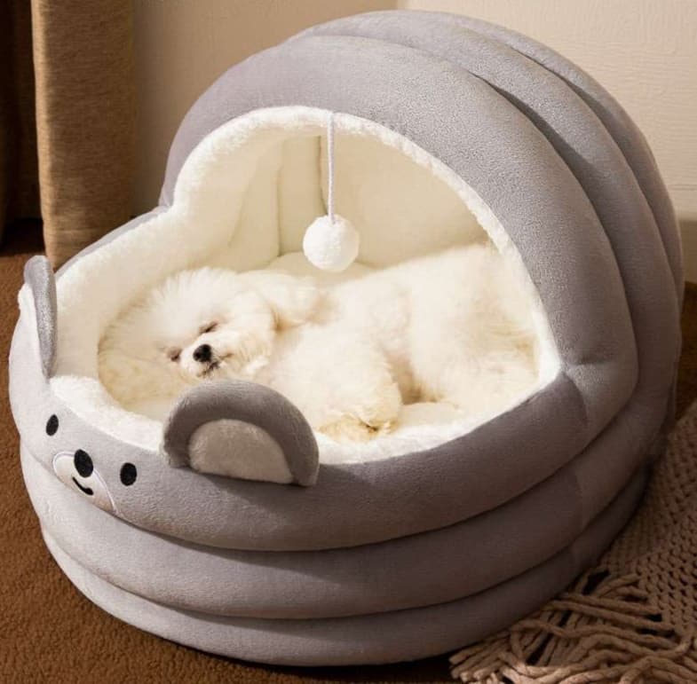 犬ベッド もこもこドーム型ペットベッド
