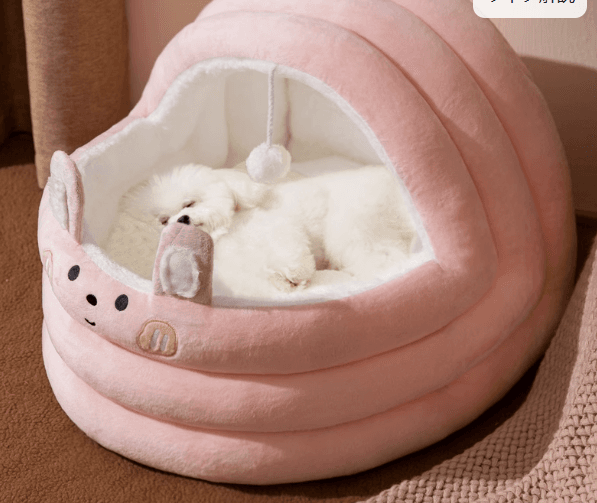 犬ベッド もこもこドーム型ペットベッド