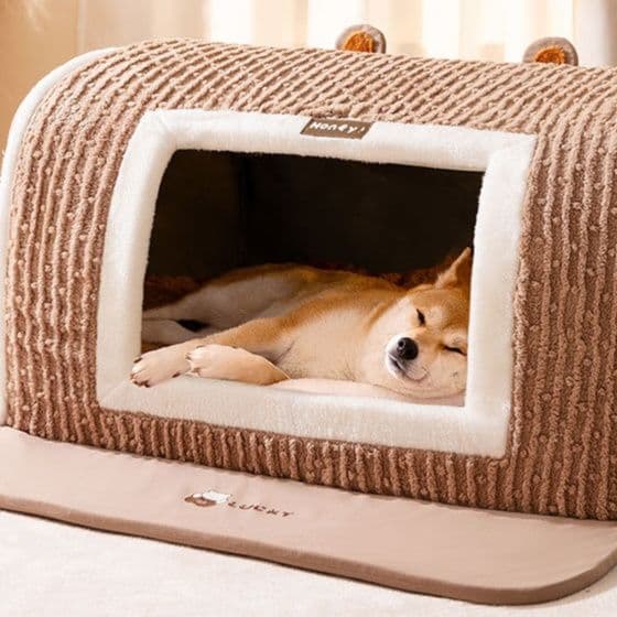 犬ベッド ドーム型小屋風ふわふわ包み込み犬ベッド 