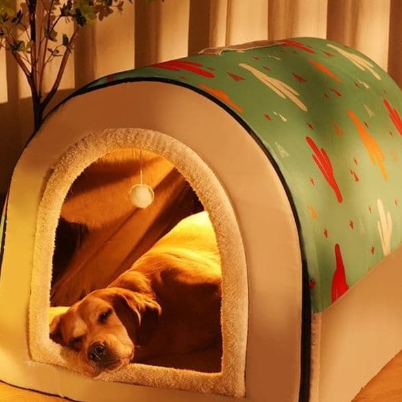 犬ベッドドーム型 半開閉式立体大空間柔軟犬用ベッド