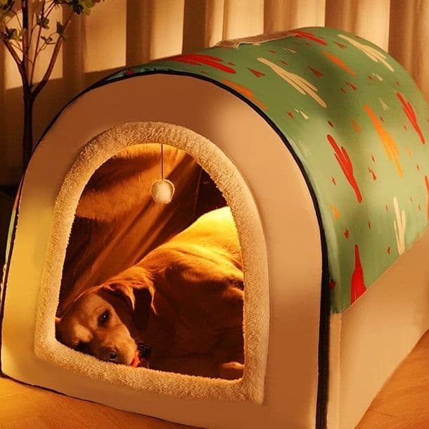 犬ベッドドーム型 半開閉式立体大空間柔軟犬用ベッド