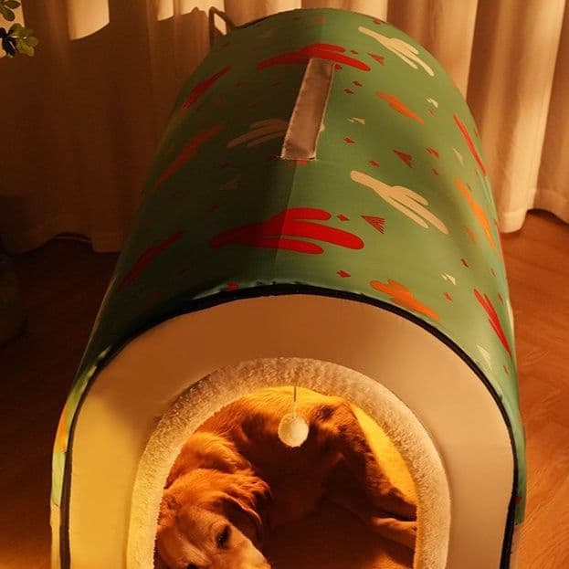 犬ベッドドーム型 半開閉式立体大空間柔軟犬用ベッド