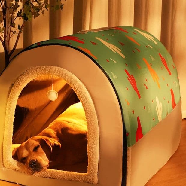 犬ベッドドーム型 半開閉式立体大空間柔軟犬用ベッド