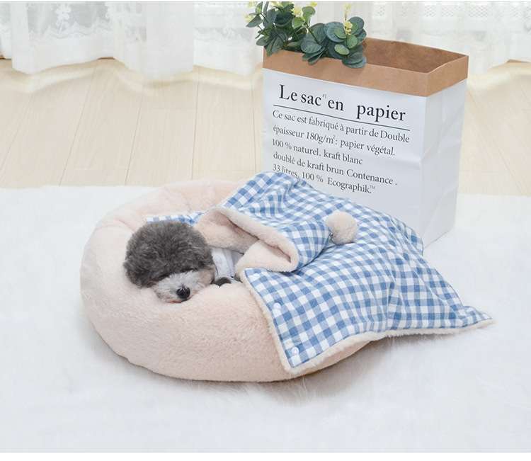 犬ベッド もふもふ円形ペットベッド