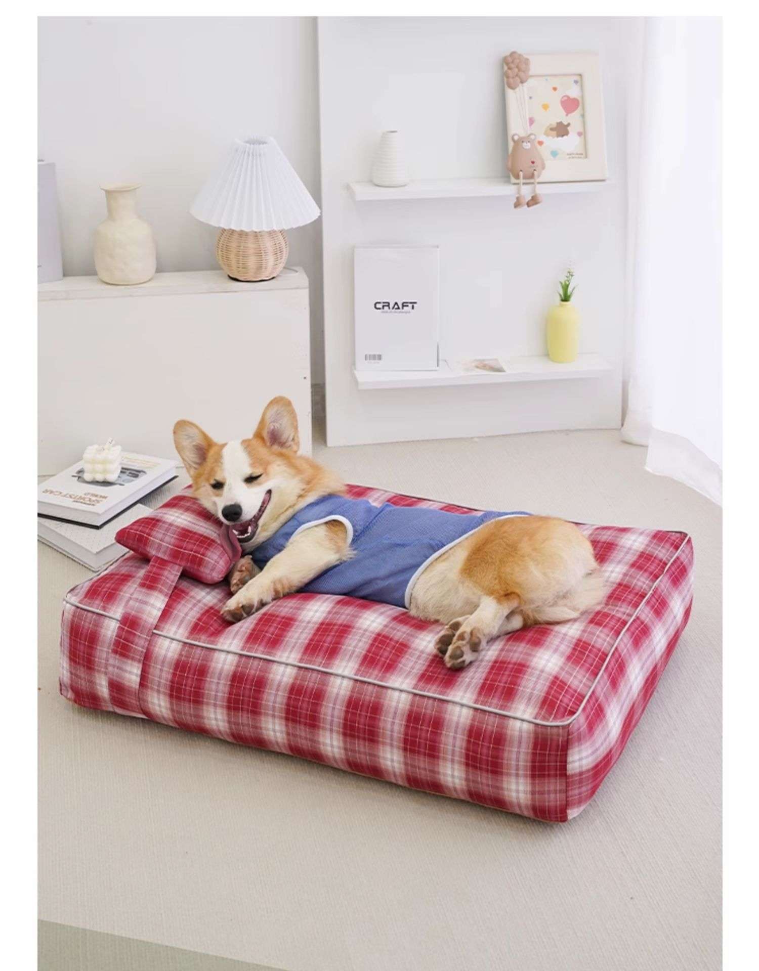 犬ベッド 柔らかチェック柄ペットクッション