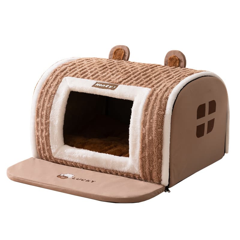 犬ベッド ドーム型小屋風ふわふわ包み込み犬ベッド 