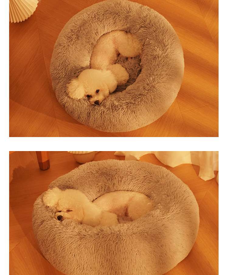 犬ベッド ふわもこ円形ペットベッド