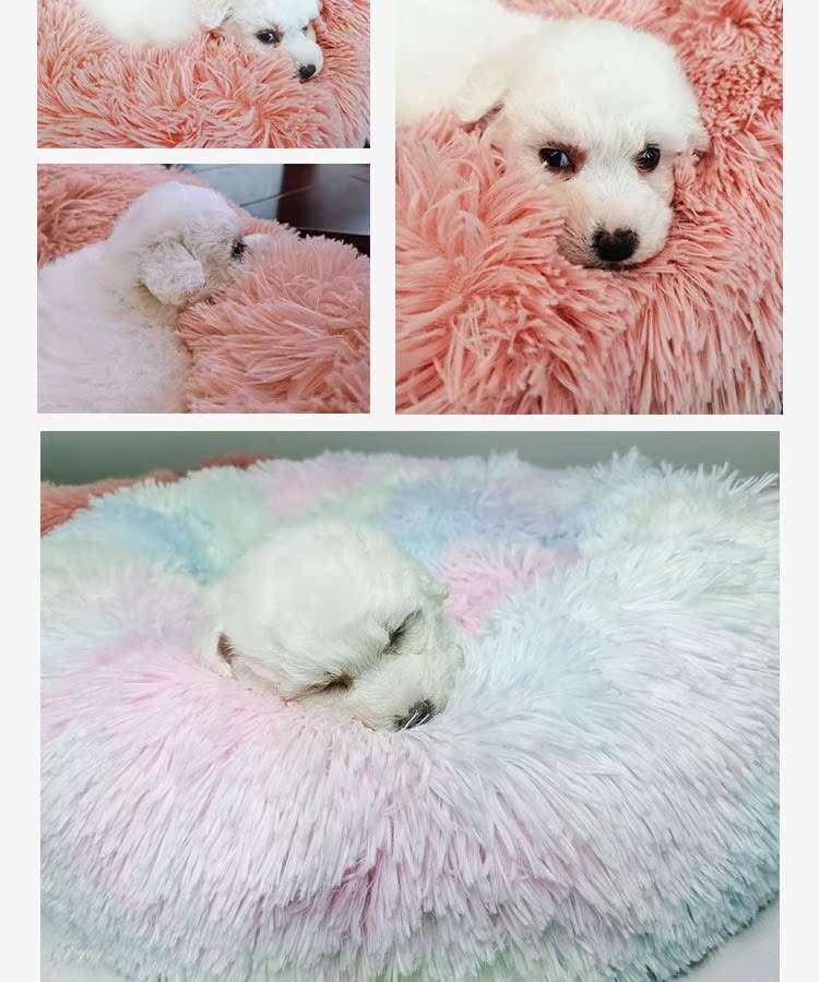 犬ベッド もこもこ円形ペットベッド