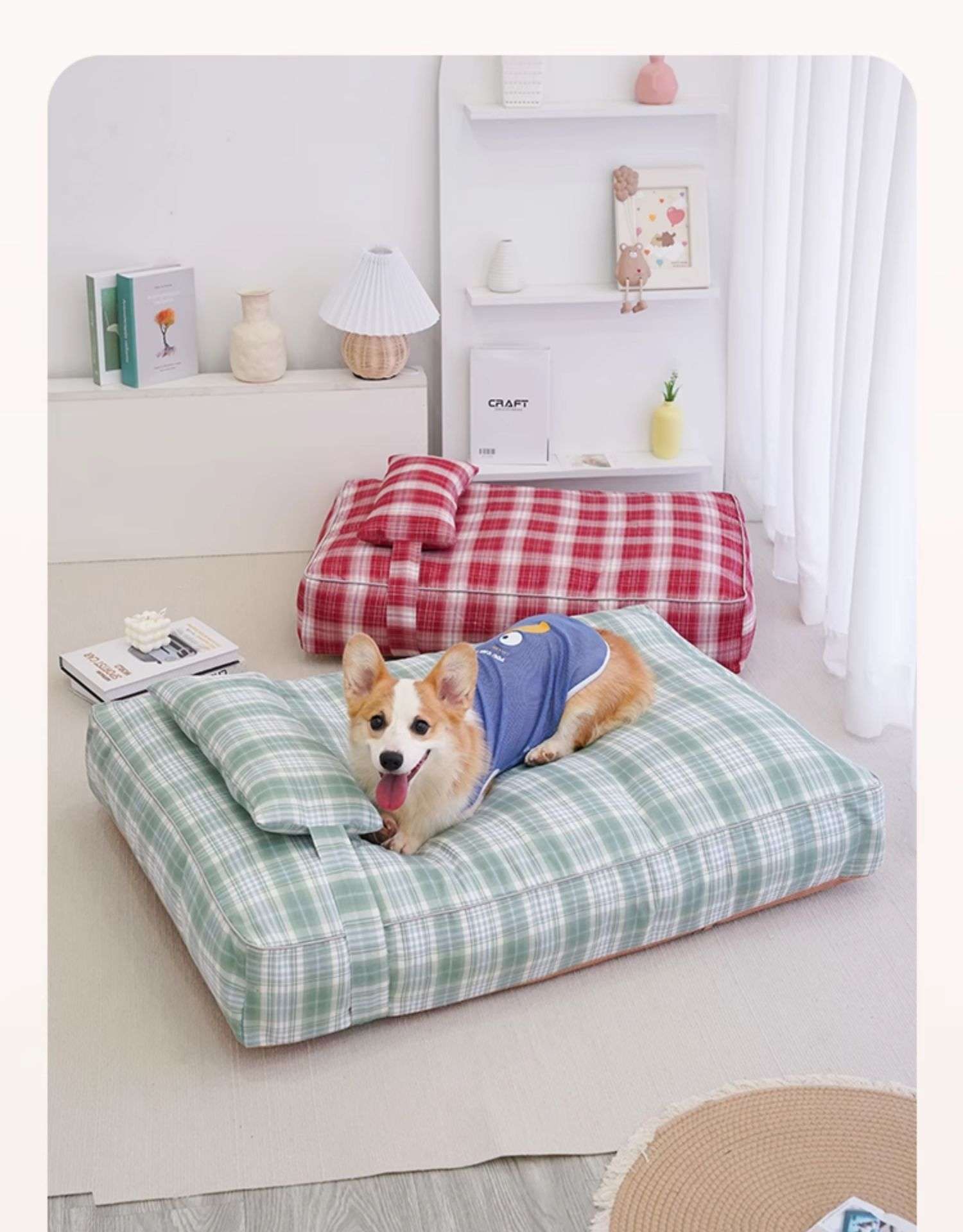 犬ベッド 柔らかチェック柄ペットクッション