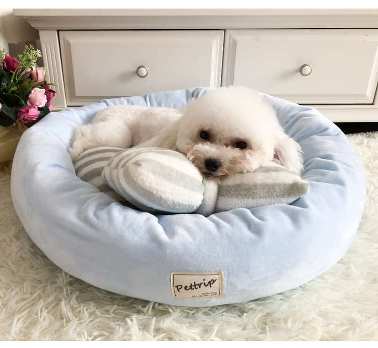 犬ベッド リボン付きふわふわペットベッド
