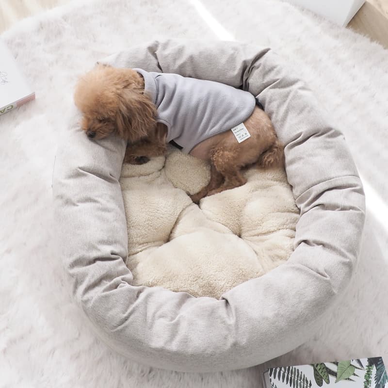 犬ベッド もこもこラウンドペットクッション